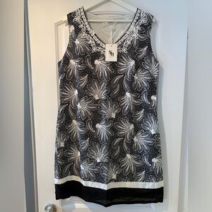 NWT Sweet Miss Dress Black White Sleeveless Linen Cotton Blend Lined Size XL